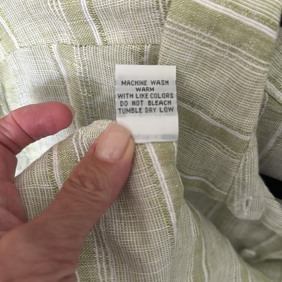 Habitat Contrast Striped Linen Button Front Blouse Top Womens L Lagenlook Beach - Picture 7 of 9